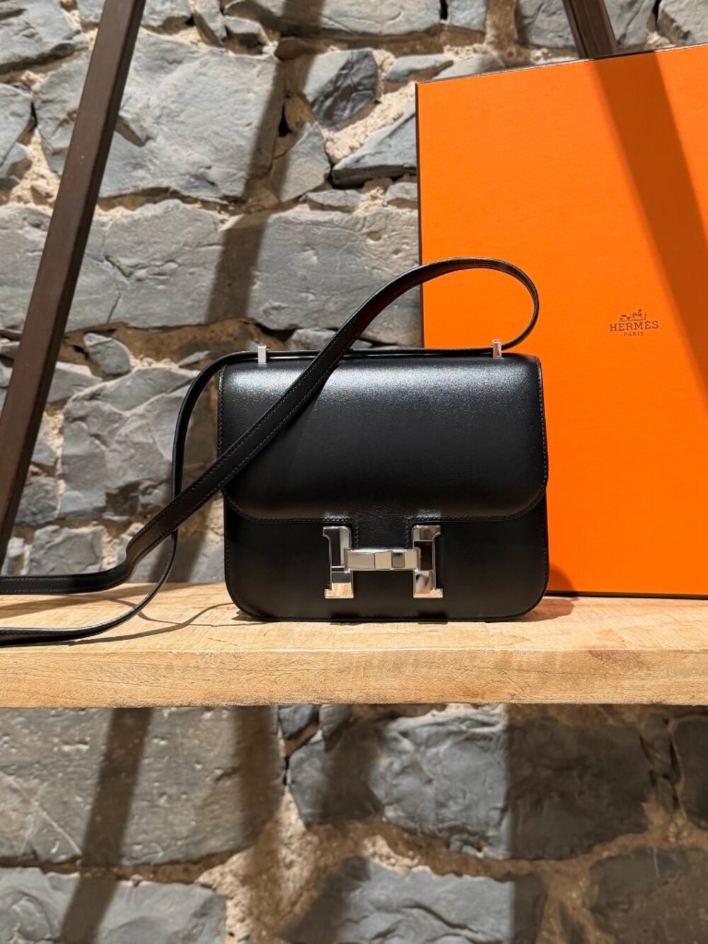 Hermès 2021 Limited Edition Black Monsieur Studio Disco Mini Constance 18 Bag